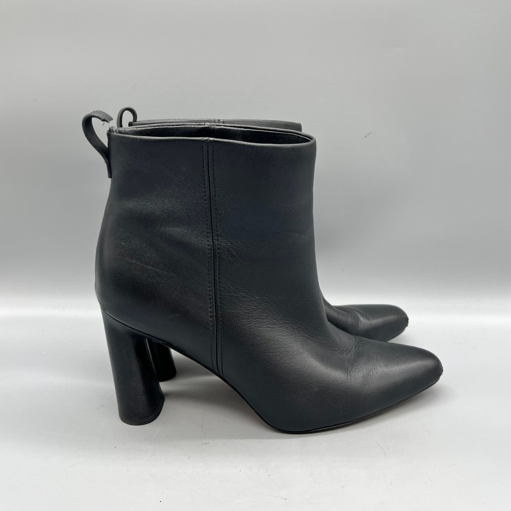 Vince Boots Womens 8 Black Leather Ankle Pointed Toe Block Heel Booties Shoes